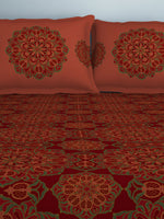 Thumbnail for SPACES Aurum Red Ethnic Motifs Pure Cotton 140 TC Queen Bedsheet with 2 Pillow Covers - Distacart