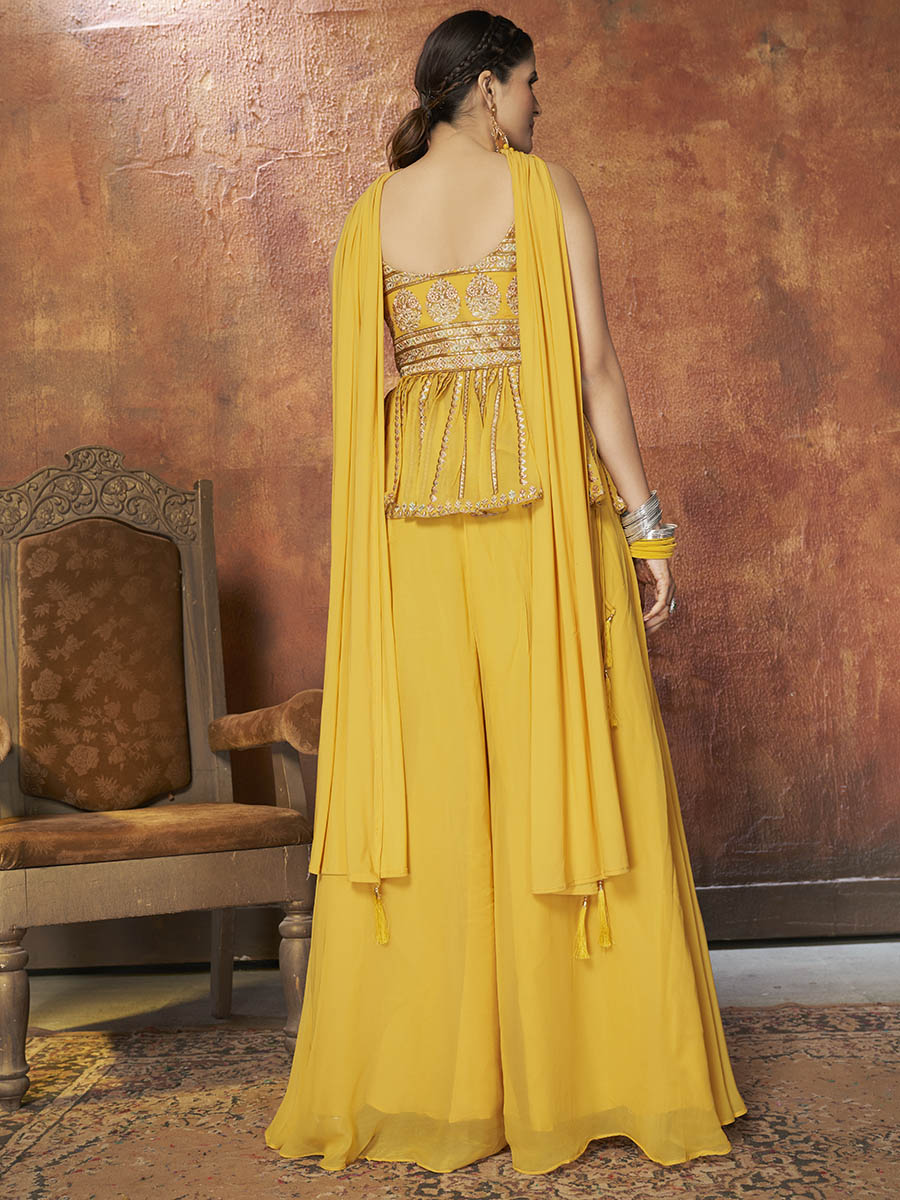 Myra Yellow Georgette Embroidered Designer Suit - Distacart