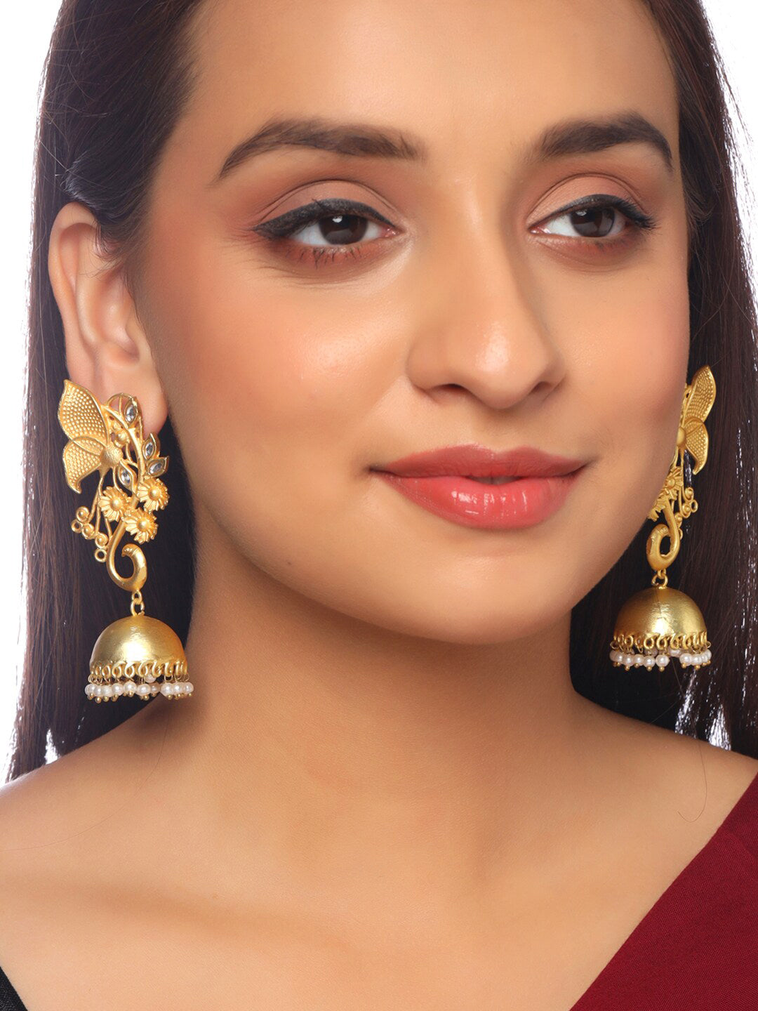 Yellow Chimes Gold-Plated Dome Shaped Jhumkas Earrings - Distacart