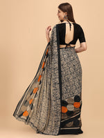 Thumbnail for Sangria Black & Beige Pure Georgette Saree - Distacart