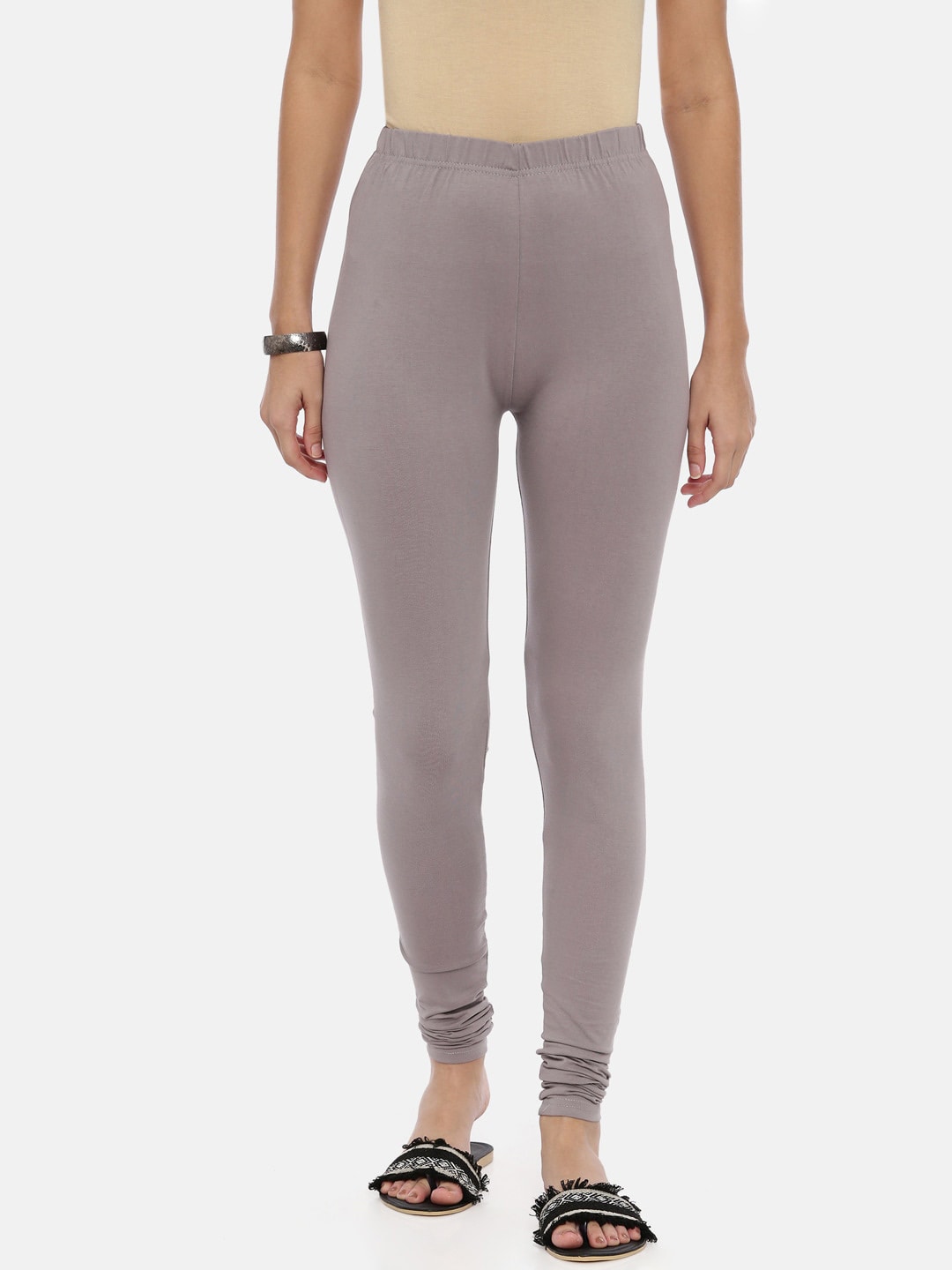 Souchii Grey Solid Slim-Fit Churidar-Length Leggings - Distacart