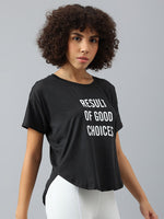 Thumbnail for MKH Women Typography Printed Dri-FIT Sports T-shirt - Distacart