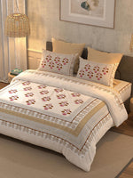 Thumbnail for BELLA CASA Grey & Maroon Printed 350 TC Cotton King Bedsheet With 2 Pillow Covers - Distacart