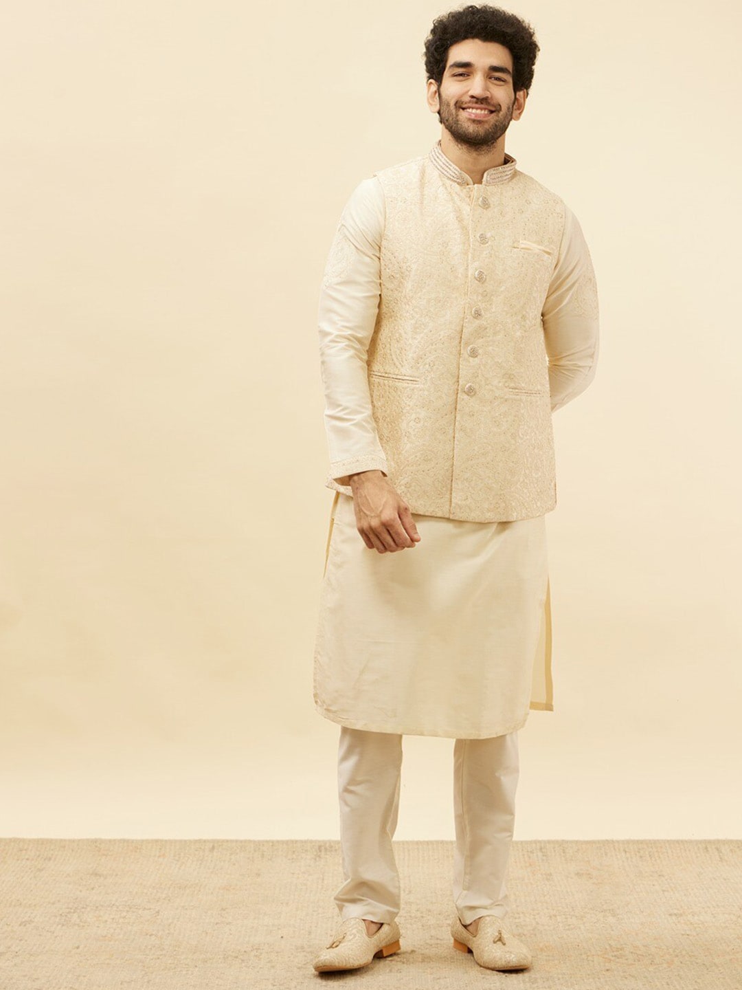 Manyavar Regular Kurta and Churidar With Nehru Jacket - Distacart