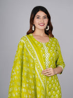 Thumbnail for Kalini Women Floral Printed Gotta Patti Pure Cotton Kurta With Trousers & Dupatta - Distacart