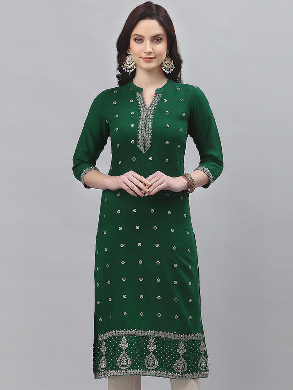 Kalini Women Green Ethnic Motifs Embroidered Thread Work Kurta - Distacart