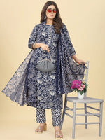 Thumbnail for Kalini Floral Printed Gotta Patti Kurta with Trousers & Dupatta - Distacart