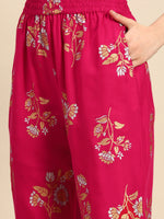 Thumbnail for Sangria Floral Printed Regular Kurta With Trousers & Dupatta - Distacart