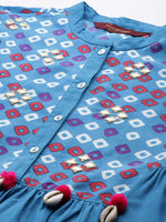 Thumbnail for Sangria Women Bandhani Printed Kurta with Palazzos & Scarf - Distacart