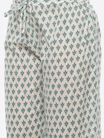 Thumbnail for Biba Women Turquoise Blue Floral Yoke Design Panelled Pure Cotton Kurti with Trousers & With Dupatta - Distacart