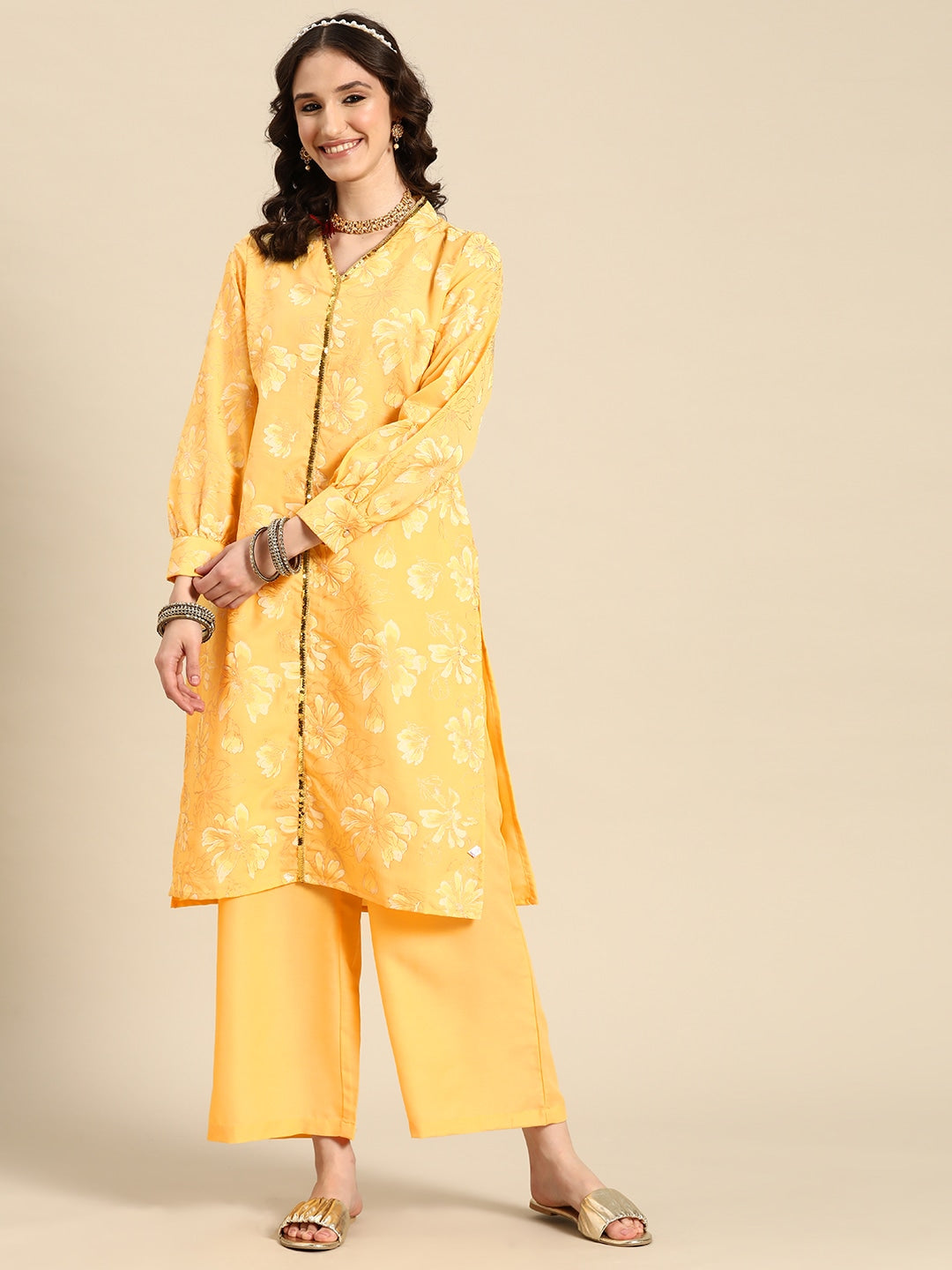 Sangria Women Ethnic Motifs Printed Kurta with Palazzos - Distacart