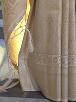 Thumbnail for Mitera Cream-Coloured Ethnic Motifs Zari Saree - Distacart