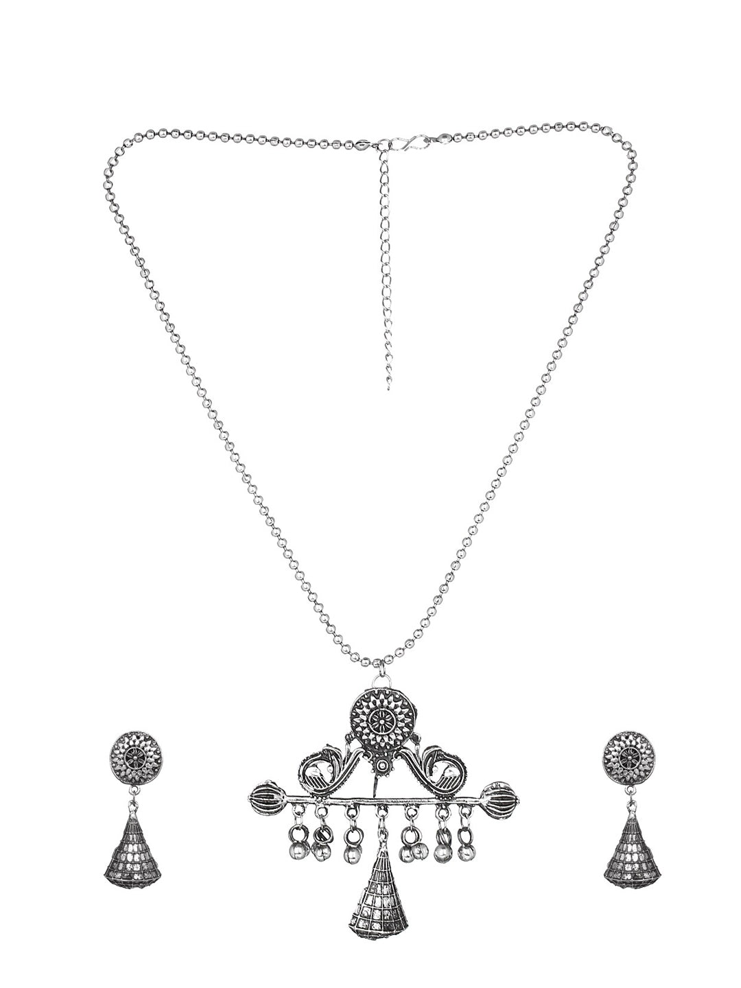 Cardinal Silver-Toned Oxidised Women Jewellery Set - Distacart