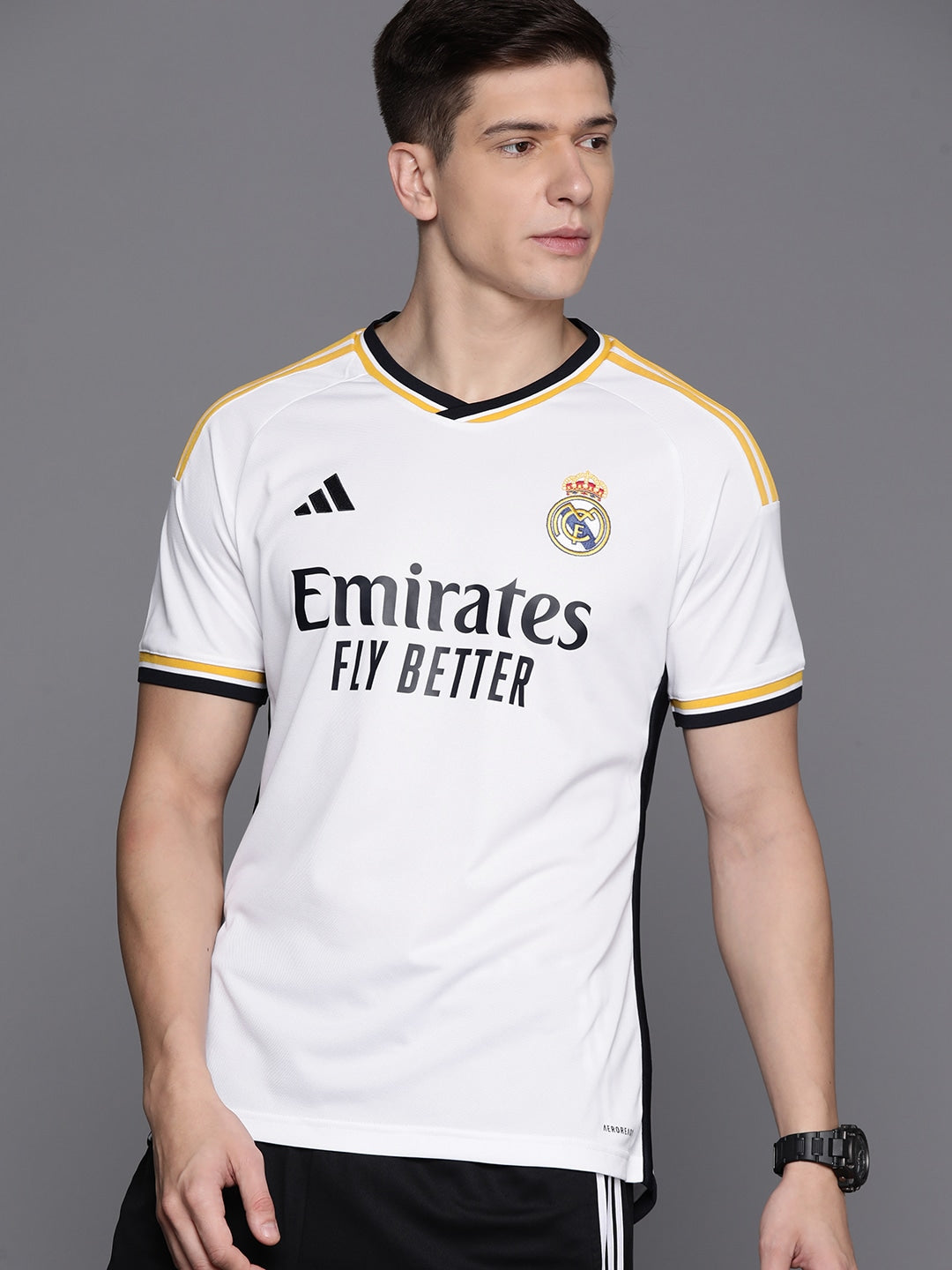 Adidas Typography Printed Football Real Madrid Slim Fit Football T-shirt - Distacart