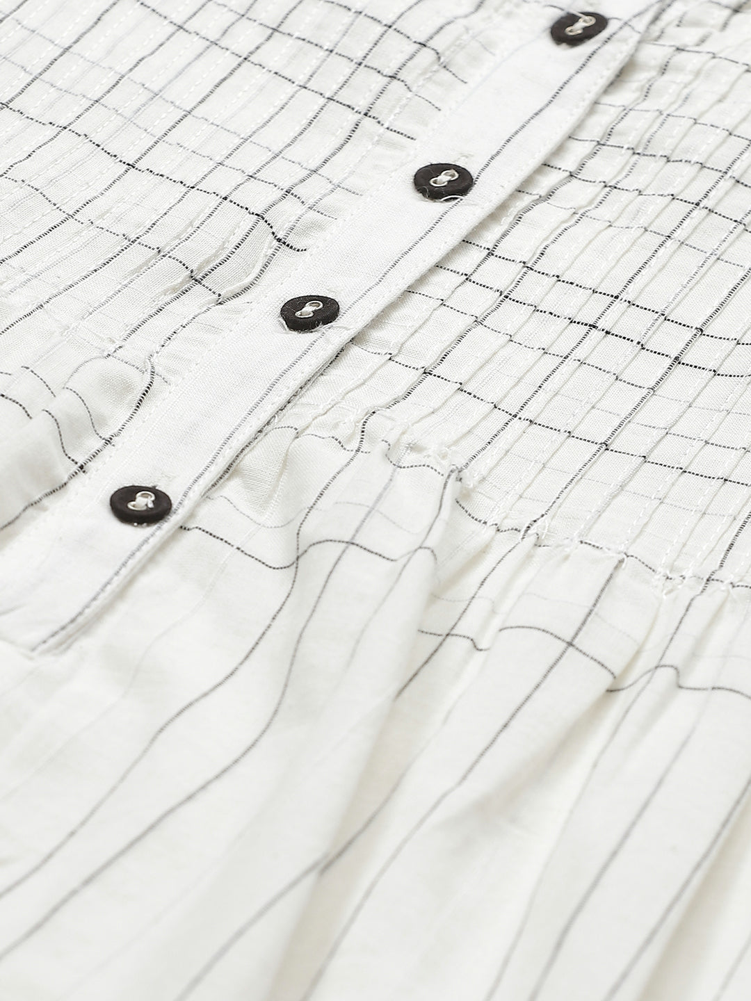 Biba Women White & Black Striped Kurta with Trousers & Dupatta - Distacart