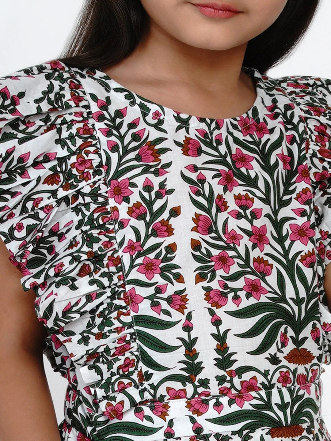 NOZ2TOZ Multicoloured Floral Printed Basic Jumpsuit For Girls - Distacart