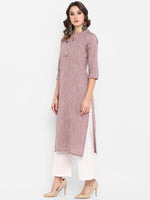Thumbnail for Janasya Mauve Solid Straight Kurta - Distacart