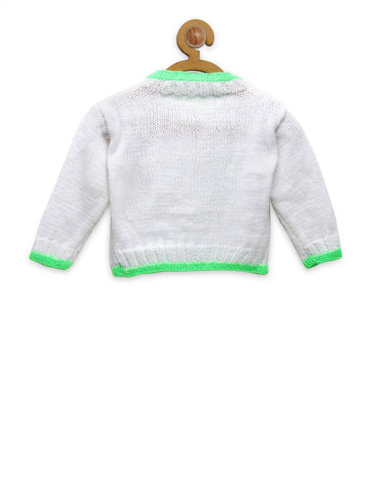 Chutput Kids Woollen Hand Knitted Turtle Design Sweater For Baby Boys - White - Distacart