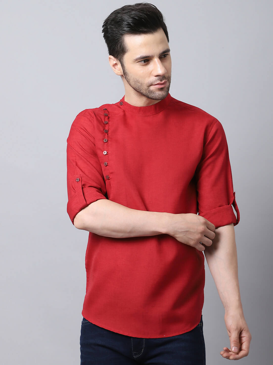 Even Apparels Maroon Pure Cotton Kurta With Side Placket - Distacart