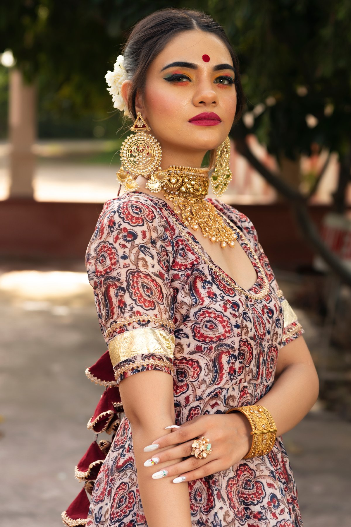 Buy Pomcha Jaipur Gulbagh Organza Anarkali Set Online at Best