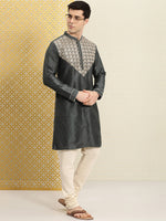 Thumbnail for House of Pataudi Men Embroidered Mirror Work Jashn Kurta - Distacart