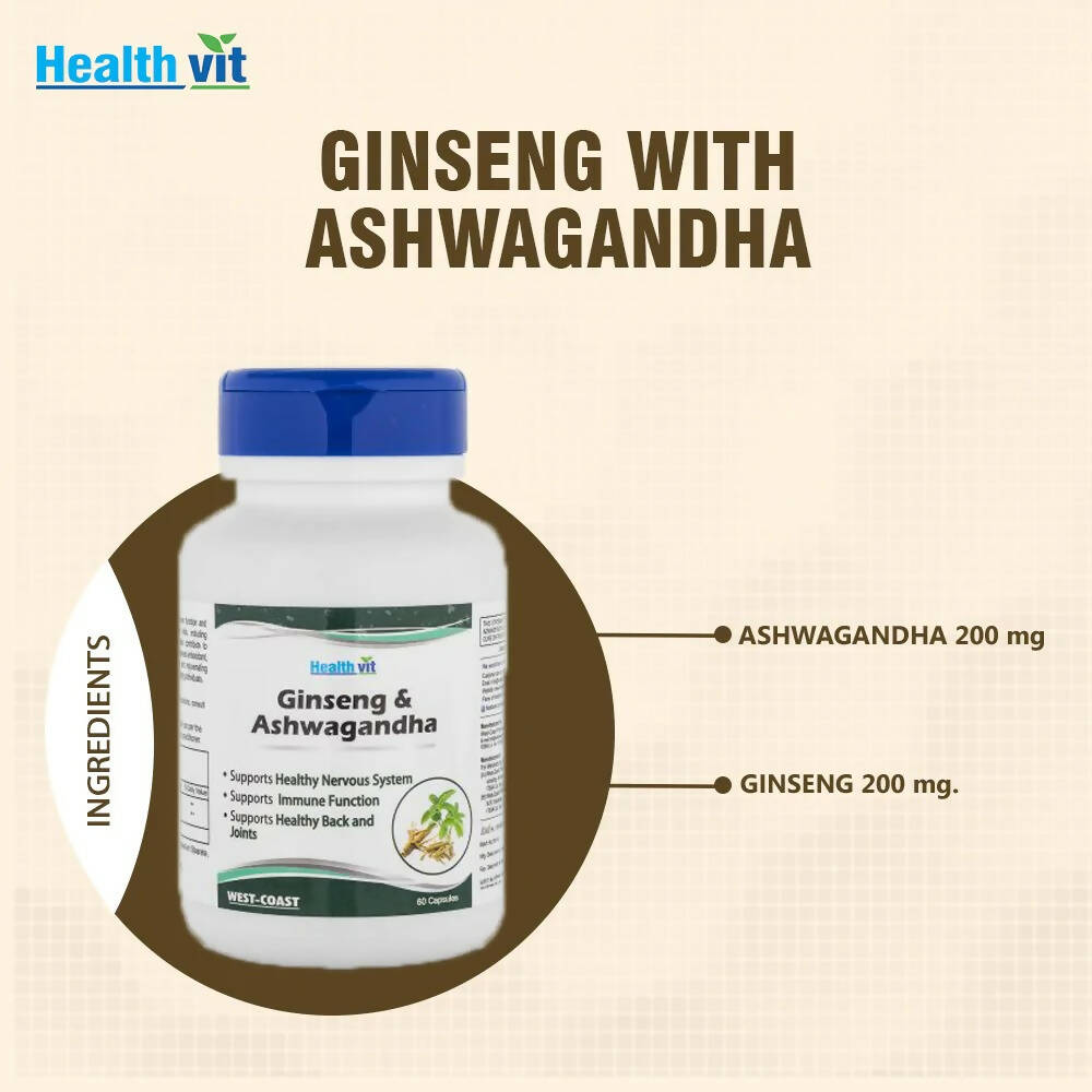 Healthvit Ginseng & Ashwagandha Capsules - Distacart