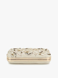 Thumbnail for Anekaant Off White & Gold-Toned Embellished Box Clutch - Distacart