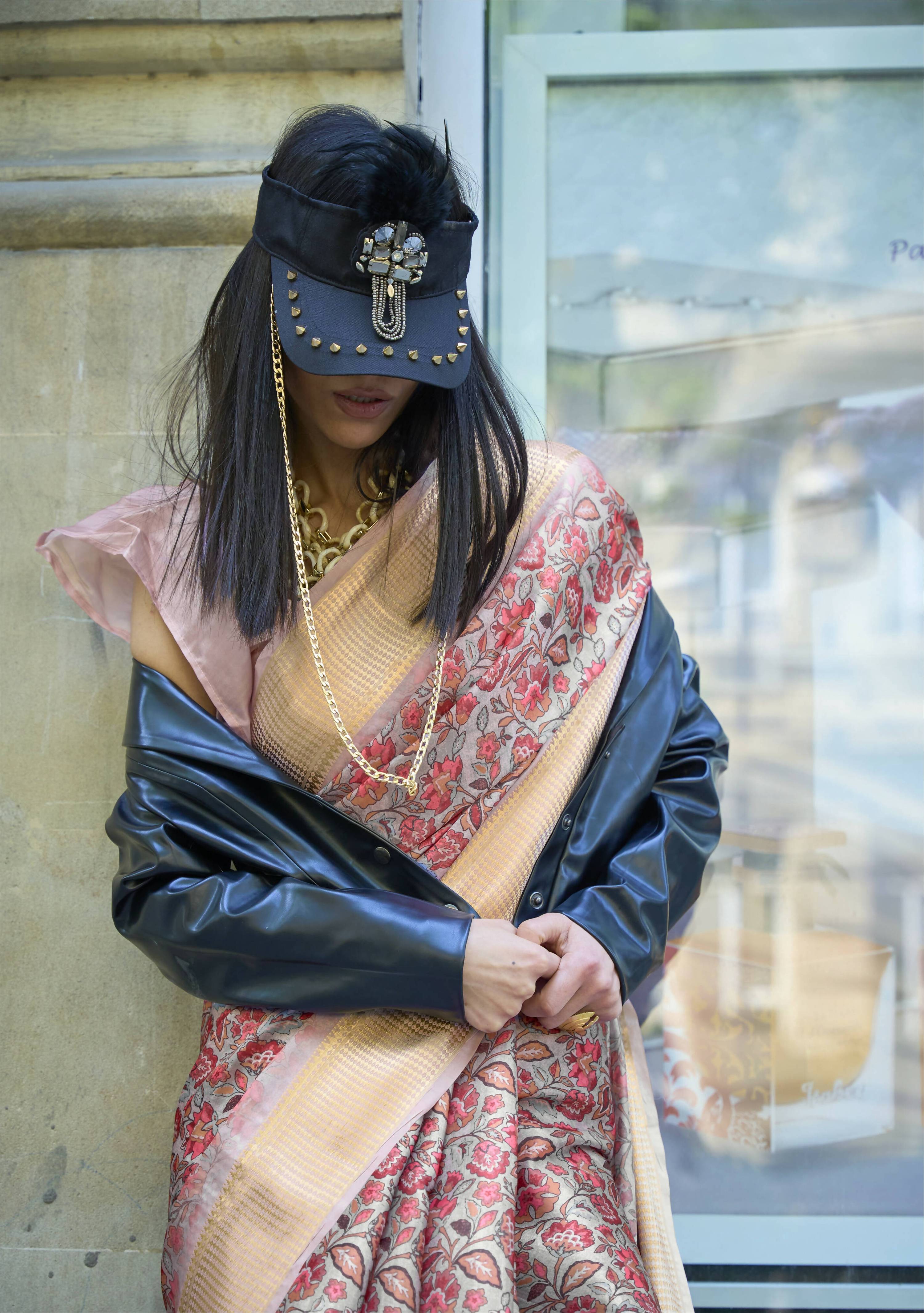 Grey Satin Organza Floral Woven Design Saree With Unstitched Blouse Piece - Klay's - Distacart