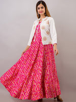 Thumbnail for Kalini Women Pink Bandhani Printed Anarkali Kurta - Distacart