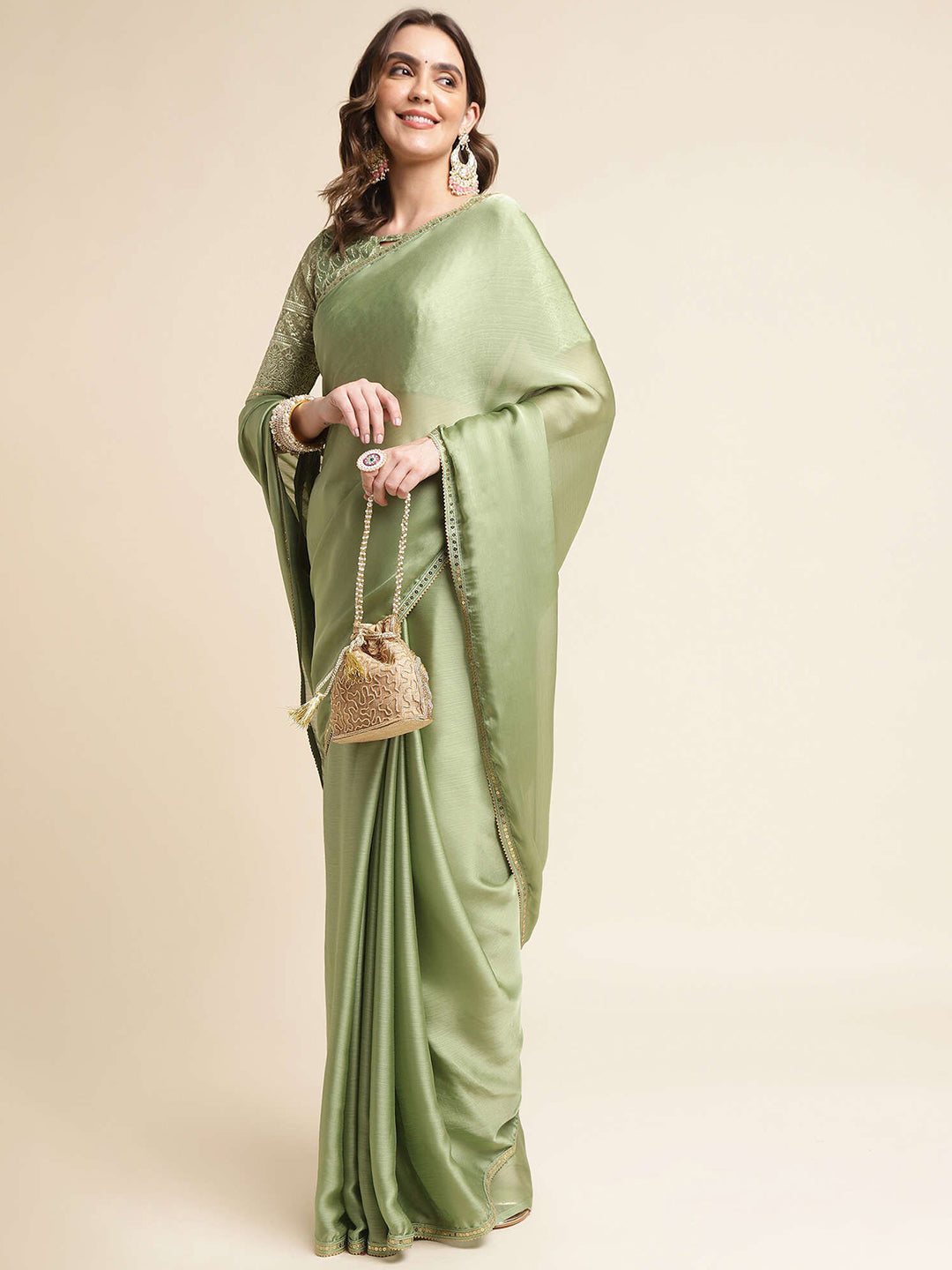 Mitera Sequinned Pure Chiffon Saree - Distacart