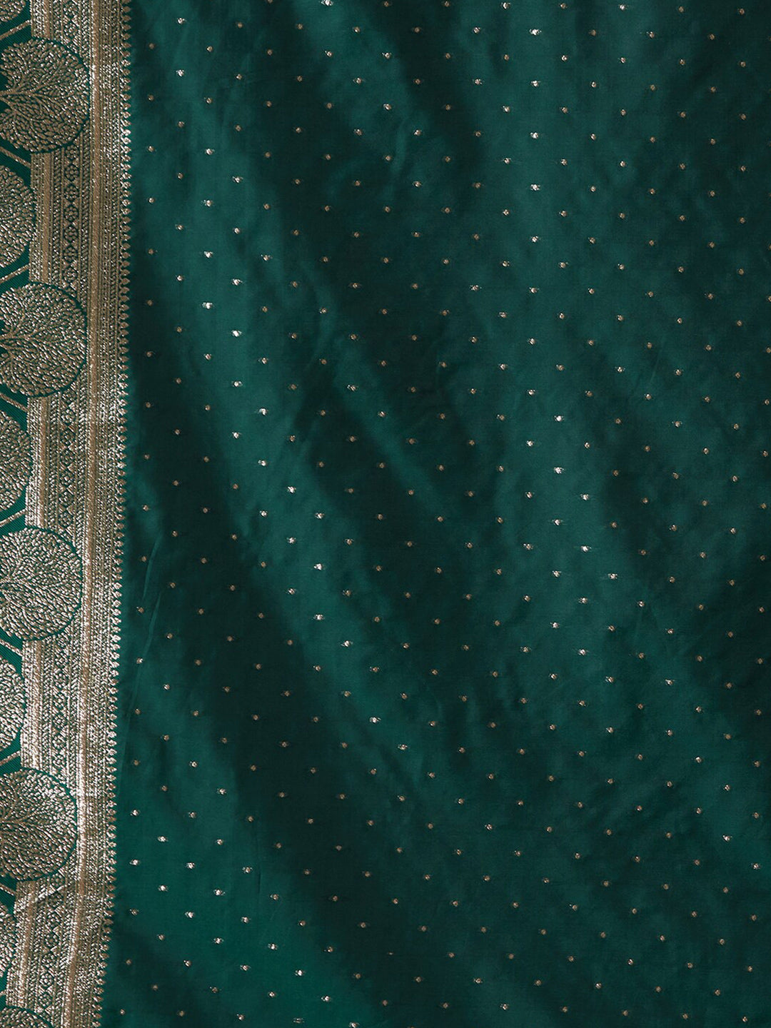 Mitera Green & Gold-Toned Abstract Woven Design Zari Kanjeevaram Saree - Distacart