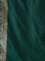 Thumbnail for Mitera Green & Gold-Toned Abstract Woven Design Zari Kanjeevaram Saree - Distacart