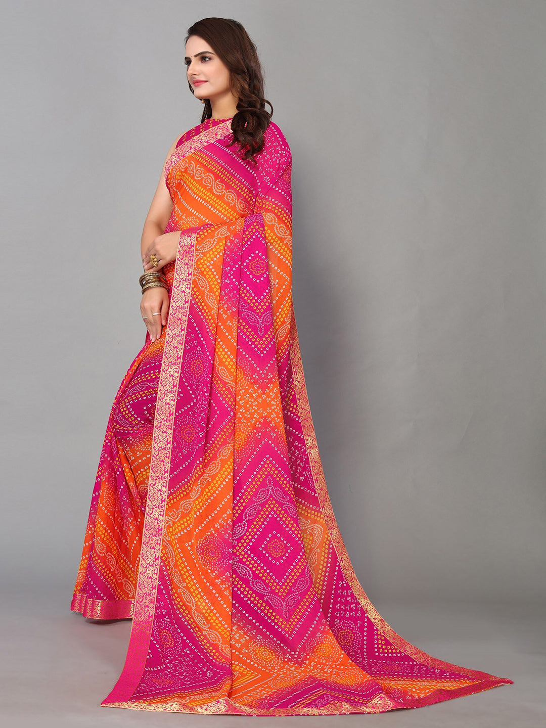 Kalini Bandhani Printed Saree - Distacart