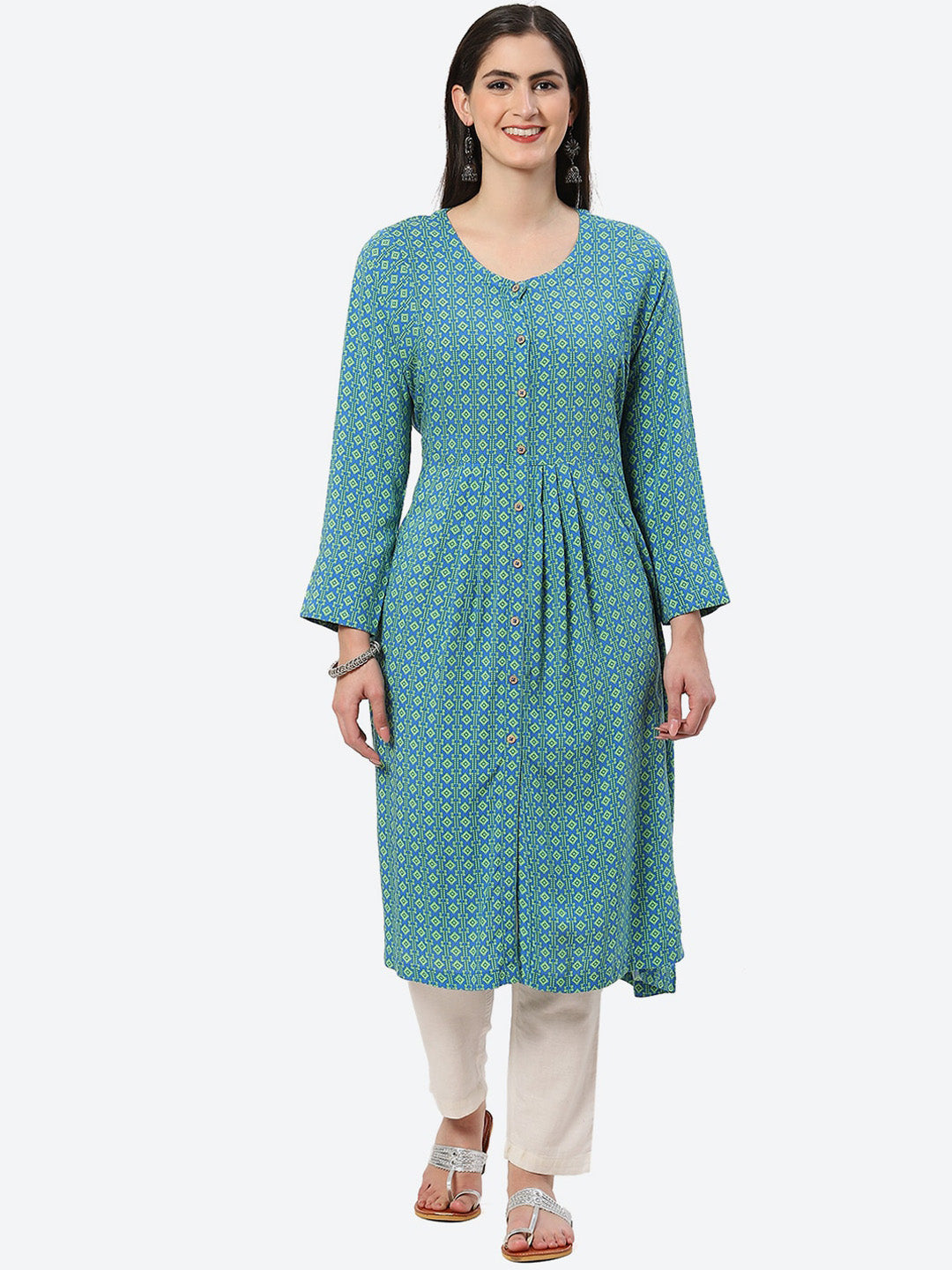 Biba Ethnic Motif Printed A-Line Kurta - Distacart