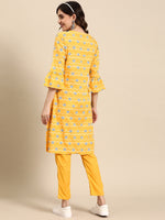 Thumbnail for Sangria Women Ethnic Motifs Printed Straight Kurta with Solid Trousers - Distacart