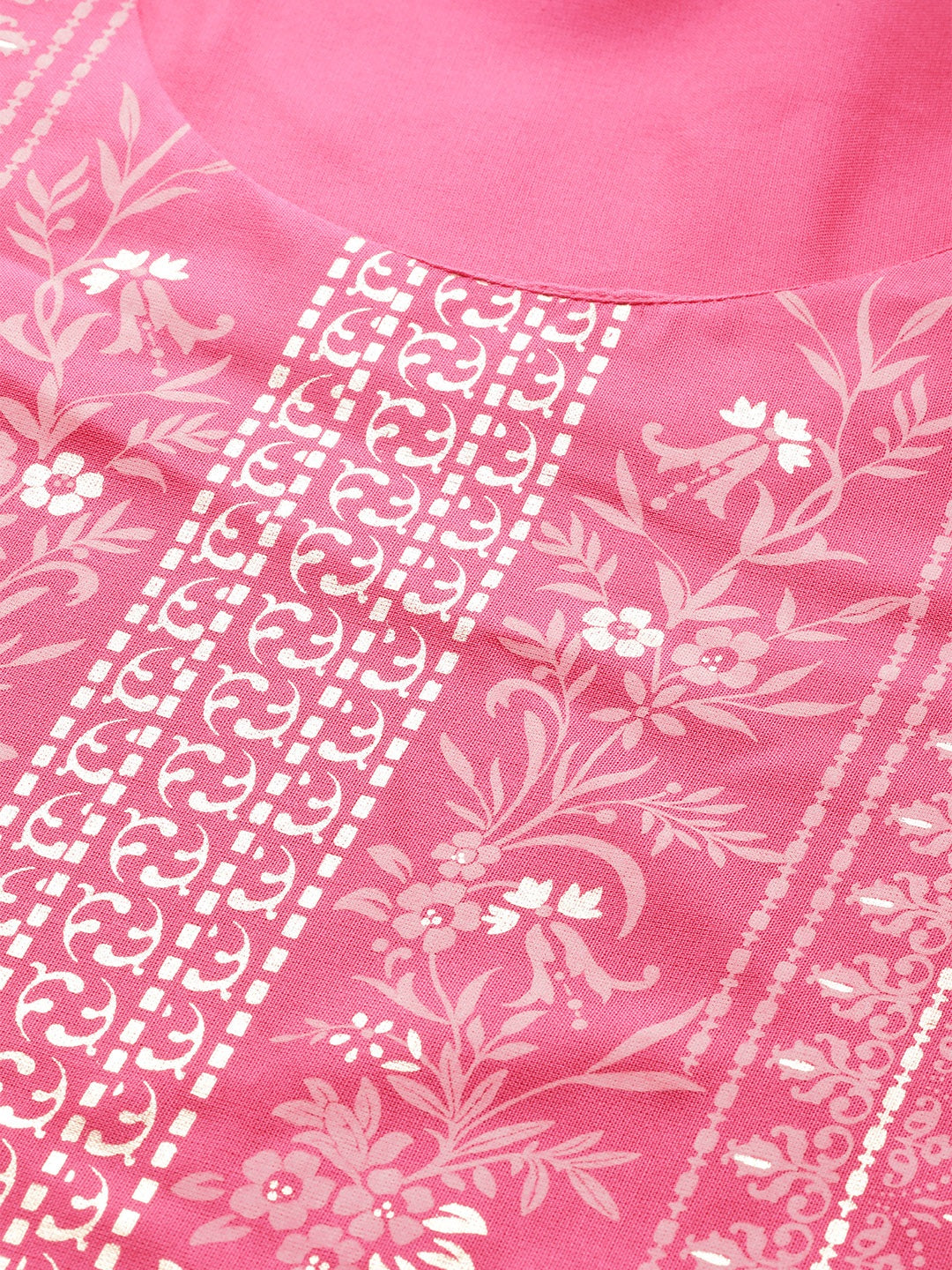 Biba Women Pink & White Printed Kurta with Palazzos - Distacart