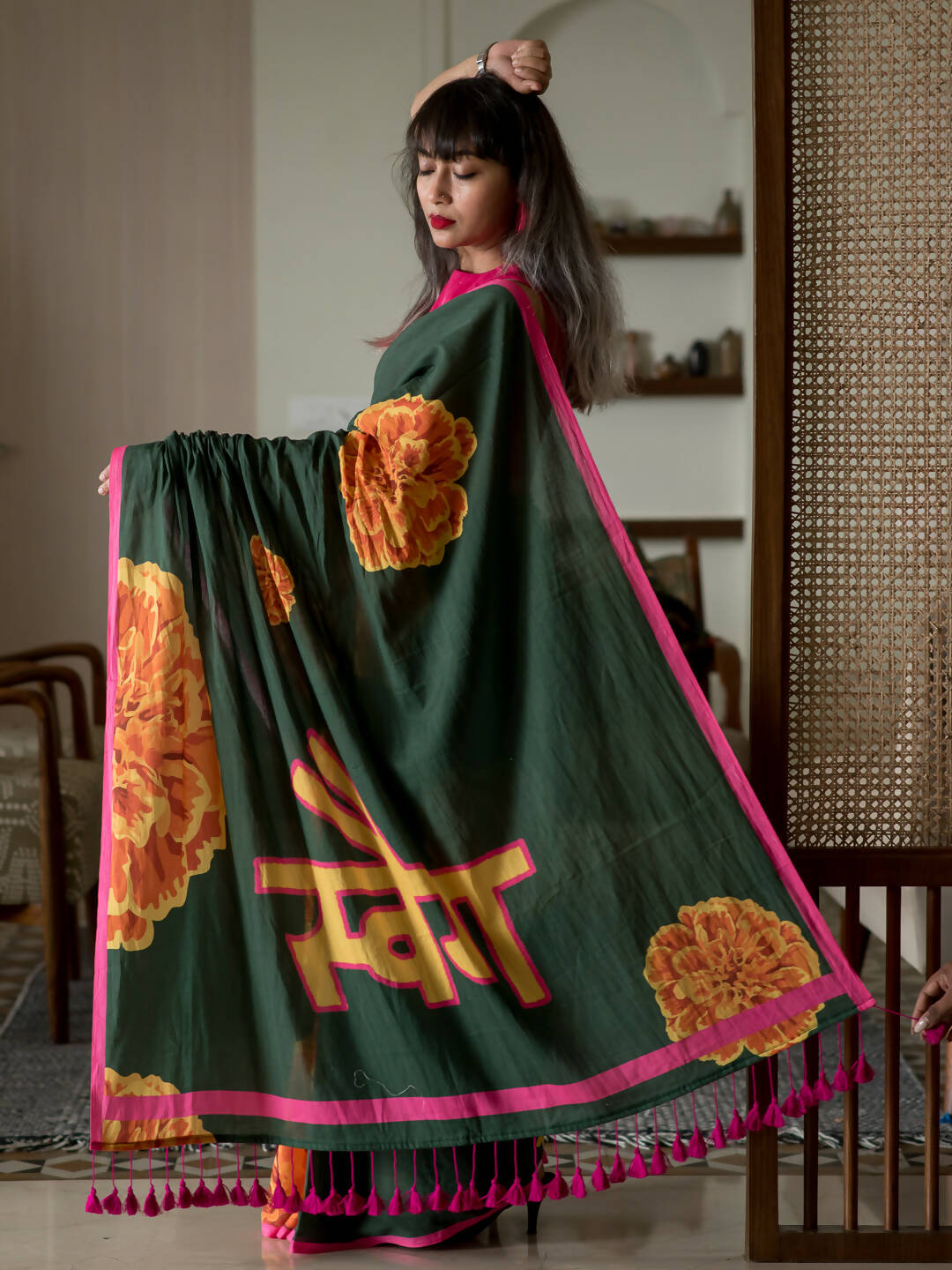 Suta Multi Color Floral Pure Cotton Saree - Distacart