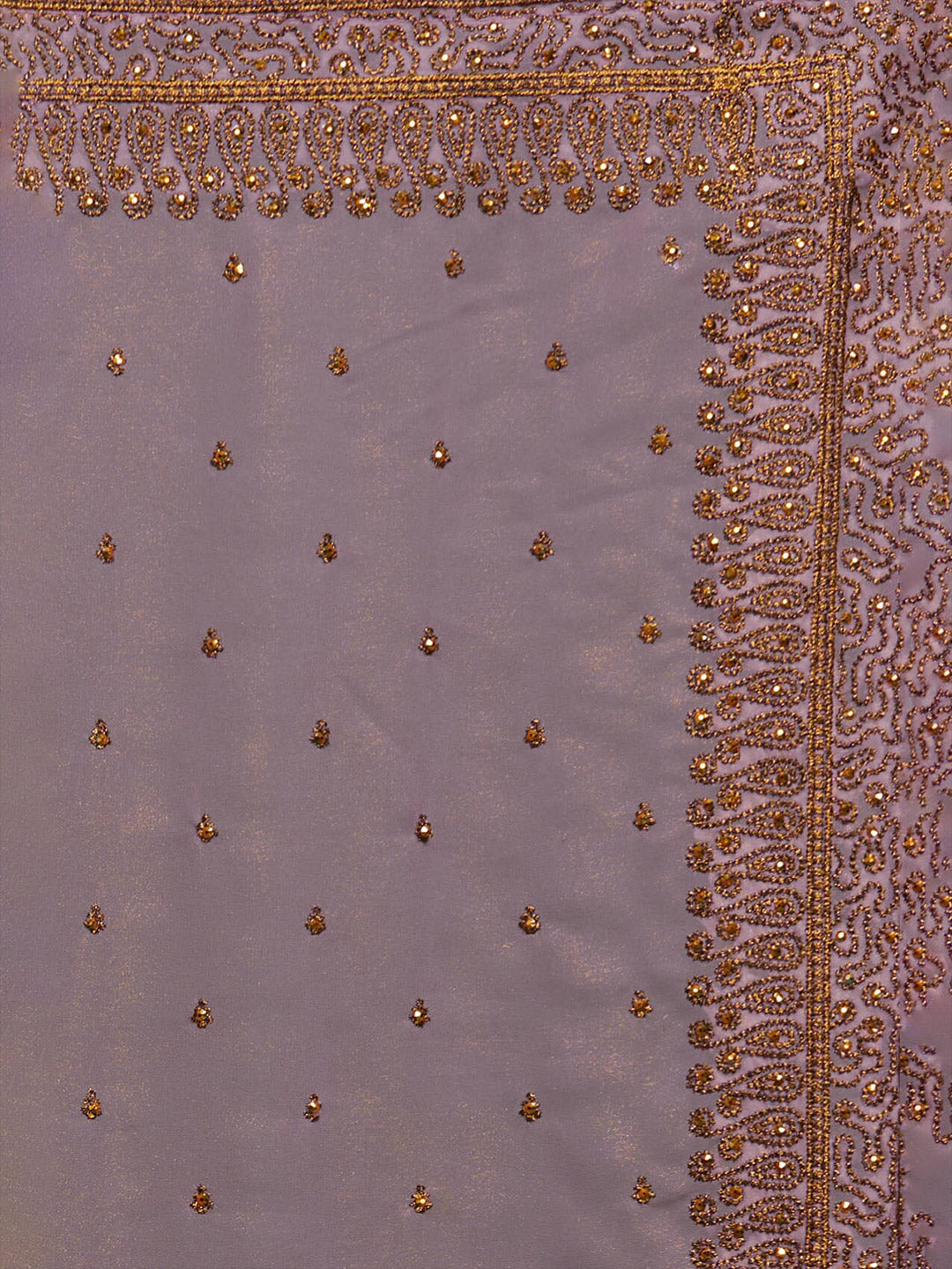 Koskii Lavender & Gold-Toned Floral Embroidered Saree - Distacart
