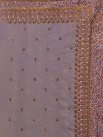 Thumbnail for Koskii Lavender & Gold-Toned Floral Embroidered Saree - Distacart