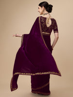 Thumbnail for Kalini Embroidered Border Velvet Saree - Distacart