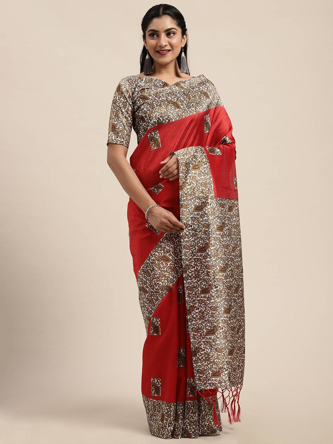 Saree Mall Red Art Silk Sarees - Distacart