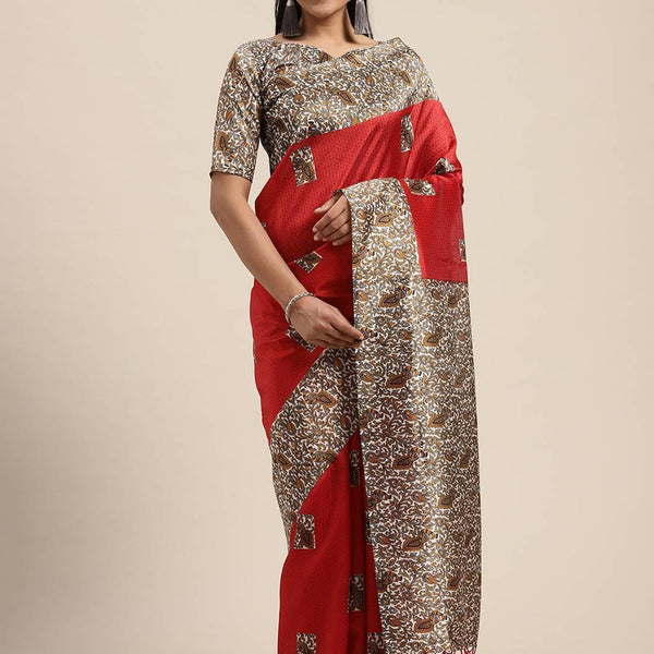 Saree Mall Red Art Silk Sarees - Distacart