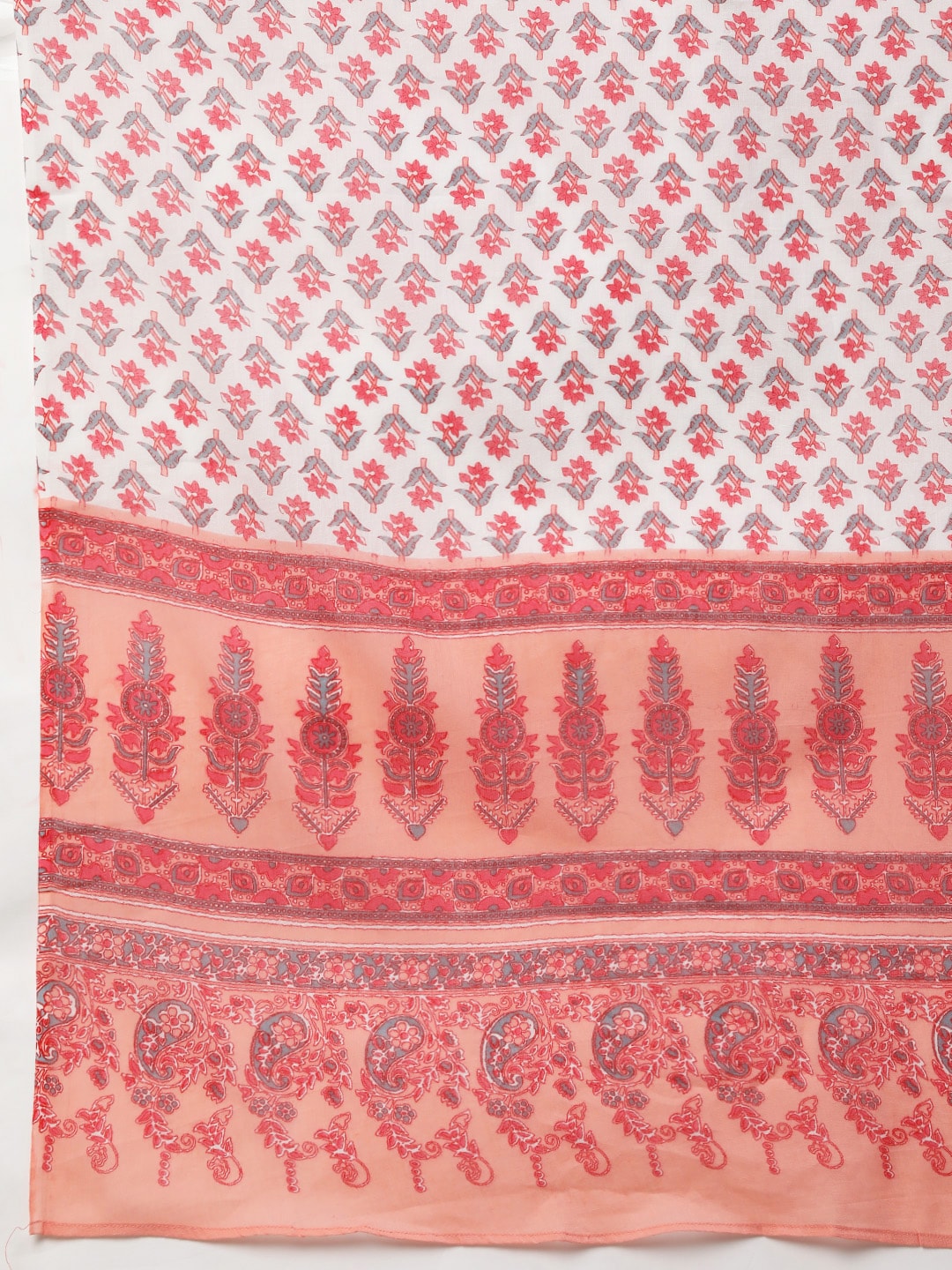 Ahika Women Pink & White Printed Pure Cotton Anarkali Angrakha Kurta Set - Distacart