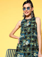 Thumbnail for Sangria Women Ink Black Printed Parade Pure Cotton Kurta with Trousers - Distacart