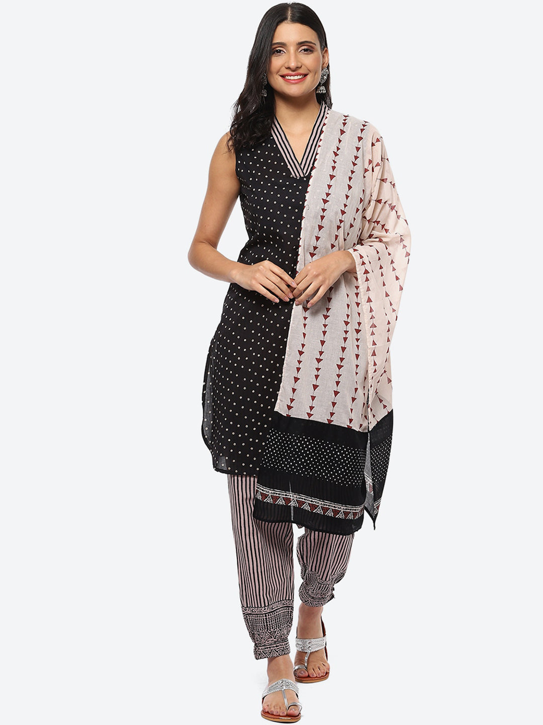 Biba Women Bandhani Printed Kurta With Salwar & Dupatta - Distacart