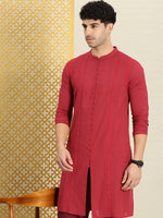 Thumbnail for House of Pataudi Men Chikankari Embroidered Pure cotton Jashn Kurta with Pyjama - Distacart