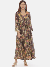 Thumbnail for Souchii Women Brown Printed Maxi Dress - Distacart
