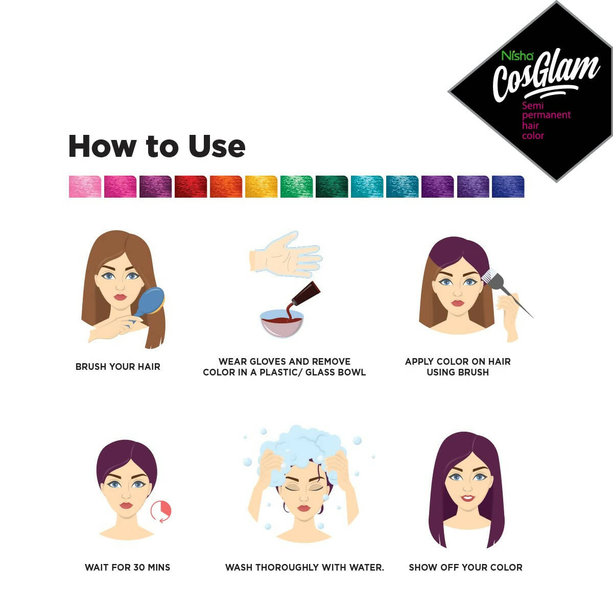Nisha Cosglam Semi Permanent Hair Color 22 French Plum - Distacart