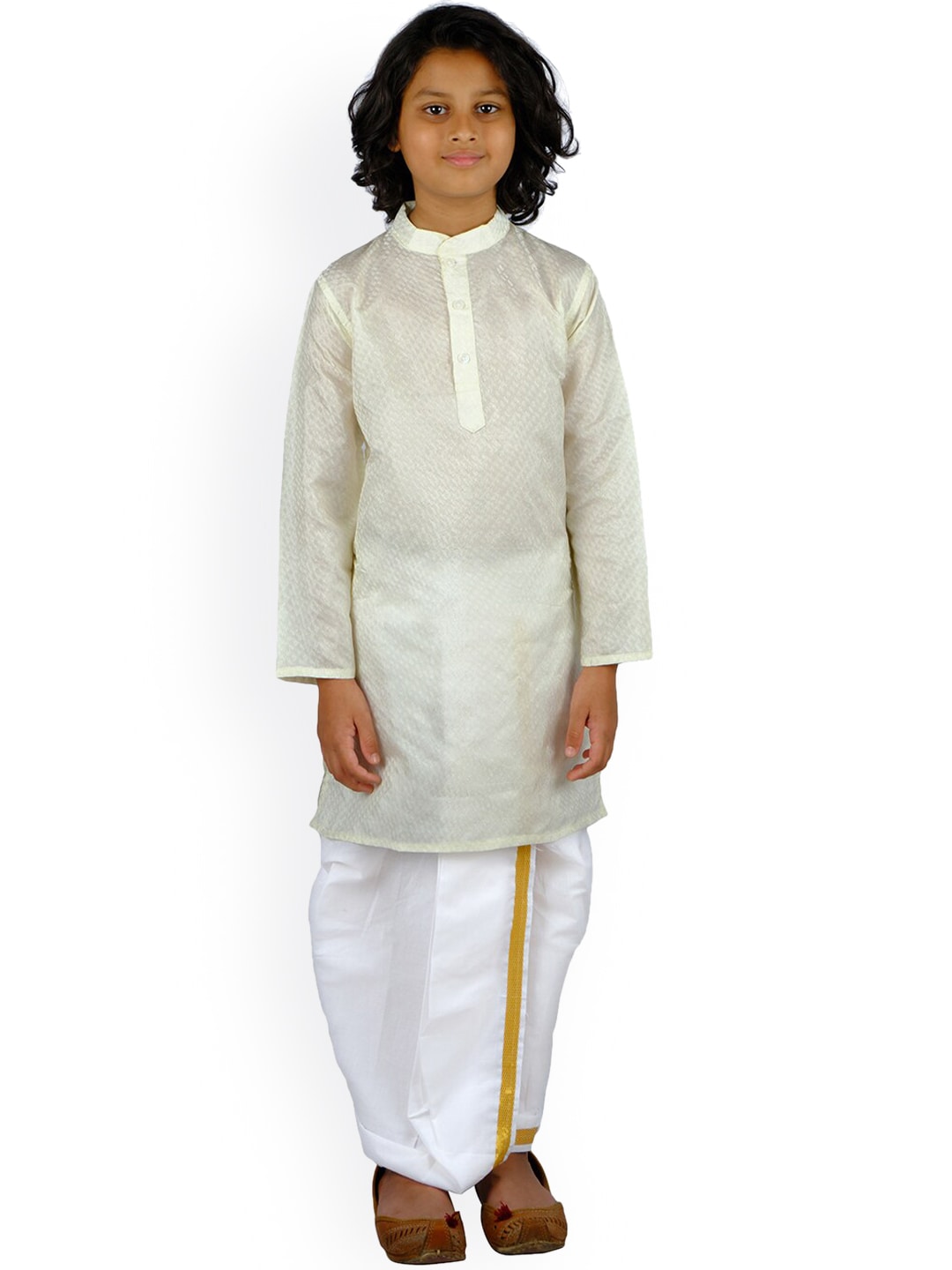 Sethukrishna Boys Cream & White Coloured Kurta with Dhoti Pants - Distacart