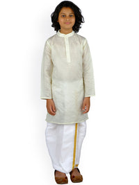 Thumbnail for Sethukrishna Boys Cream & White Coloured Kurta with Dhoti Pants - Distacart